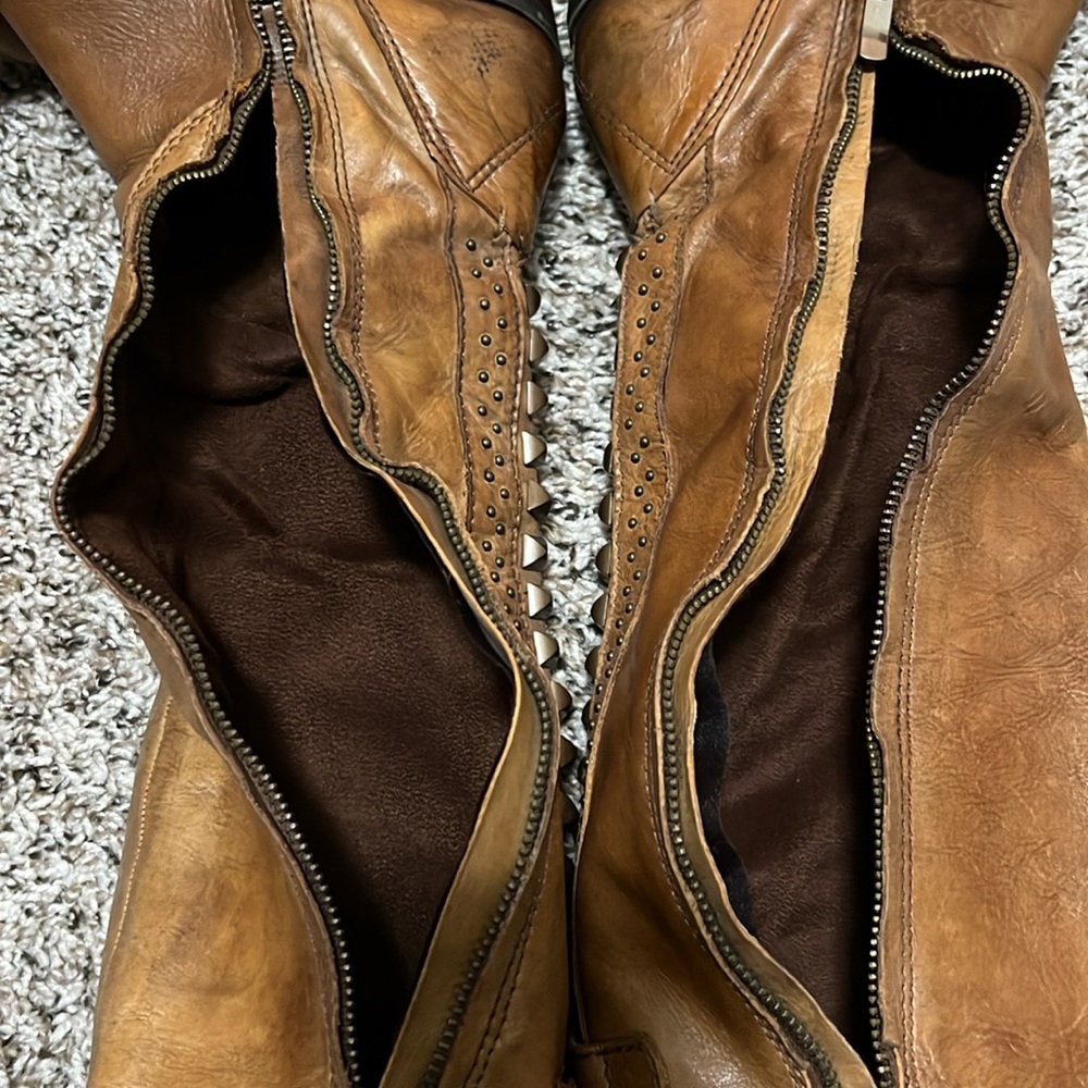 VINCE CAMUTO Knee High Distressed Leather Studded Boots - Picture 15 of 16